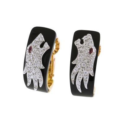  Carrera y Carrera Carrera Y Carrera Onyx and Diamond Panther Earrings