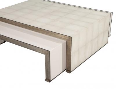  Carrocel Interiors 3 PC Faux Painted Shagreen Cocktail Table with 2 Pullout Tables