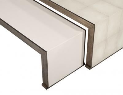  Carrocel Interiors 3 PC Faux Painted Shagreen Cocktail Table with 2 Pullout Tables