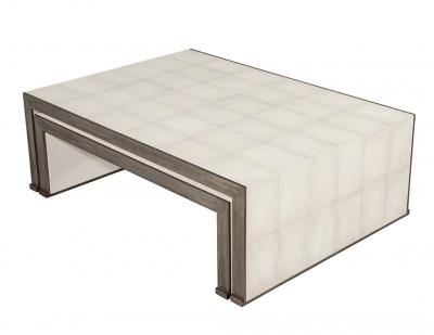  Carrocel Interiors 3 PC Faux Painted Shagreen Cocktail Table with 2 Pullout Tables