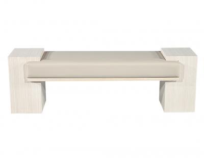  Carrocel Interiors Carrocel Custom Modern Bench in Bleached Oak with Taupe Vinyl