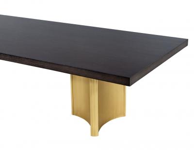  Carrocel Interiors Carrocel Custom Modern Oak Dining Table with Brass Eiffel Pedestals