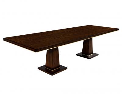  Carrocel Interiors Carrocel Custom Walnut Dining Table with Brass Details