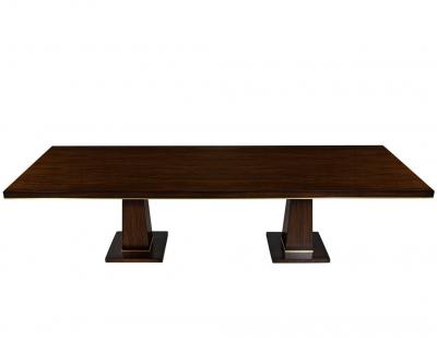  Carrocel Interiors Carrocel Custom Walnut Dining Table with Brass Details