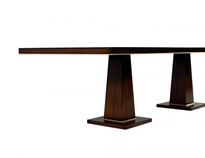  Carrocel Interiors Carrocel Custom Walnut Dining Table with Brass Details