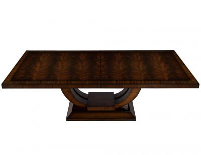  Carrocel Interiors Custom Art Deco Inspired Mahogany Dining Table with Unique Banding Design