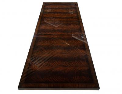  Carrocel Interiors Custom Art Deco Inspired Mahogany Dining Table with Unique Banding Design