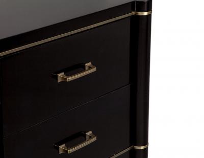  Carrocel Interiors Custom Black Lacquered Modern Office Desk with Brass Inlay by Carrocel
