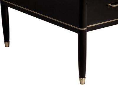  Carrocel Interiors Custom Black Lacquered Modern Office Desk with Brass Inlay by Carrocel