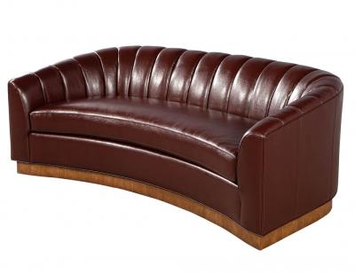  Carrocel Interiors Custom Curved Channel Back Leather Sofa by Carrocel