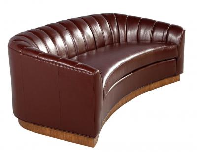  Carrocel Interiors Custom Curved Channel Back Leather Sofa by Carrocel