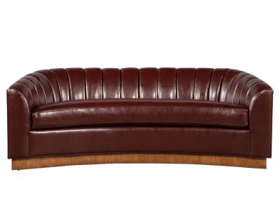  Carrocel Interiors Custom Curved Channel Back Leather Sofa by Carrocel