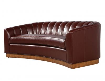  Carrocel Interiors Custom Curved Channel Back Leather Sofa by Carrocel