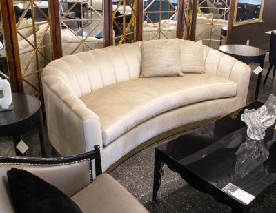  Carrocel Interiors Custom Curved Channel Back Sofa by Carrocel