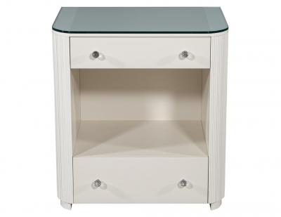  Carrocel Interiors Custom Fluted Cream Bedside Nightstand Table
