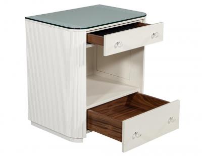  Carrocel Interiors Custom Fluted Cream Bedside Nightstand Table