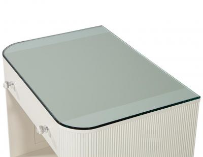  Carrocel Interiors Custom Fluted Cream Bedside Nightstand Table