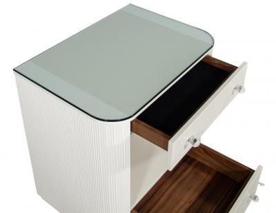  Carrocel Interiors Custom Fluted Cream Bedside Nightstand Table