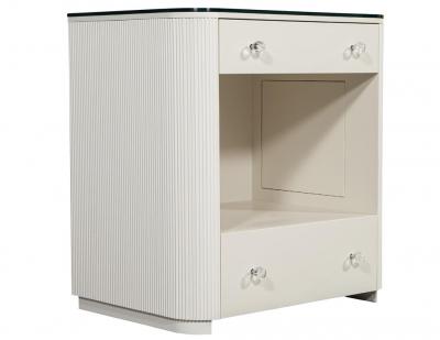  Carrocel Interiors Custom Fluted Cream Bedside Nightstand Table