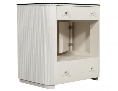  Carrocel Interiors Custom Fluted Cream Bedside Nightstand Table