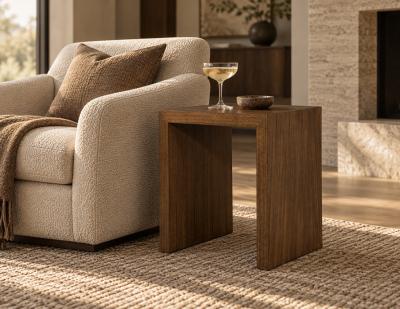  Carrocel Interiors Custom Minimalist Walnut Waterfall Side Table