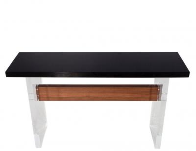  Carrocel Interiors Custom Modern Acrylic and Walnut Console Table