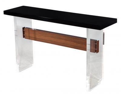  Carrocel Interiors Custom Modern Acrylic and Walnut Console Table