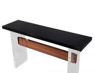 Carrocel Interiors Custom Modern Acrylic and Walnut Console Table