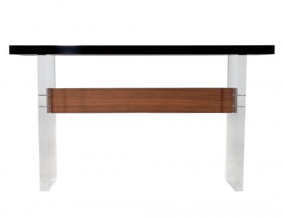  Carrocel Interiors Custom Modern Acrylic and Walnut Console Table