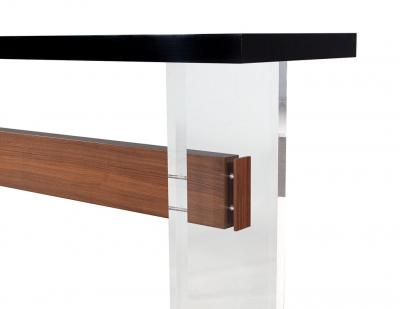  Carrocel Interiors Custom Modern Acrylic and Walnut Console Table