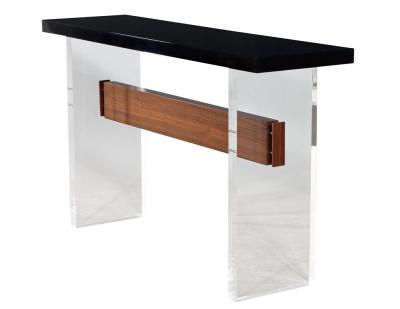  Carrocel Interiors Custom Modern Acrylic and Walnut Console Table