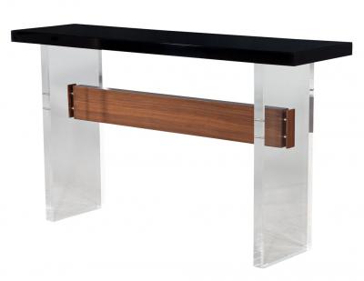  Carrocel Interiors Custom Modern Acrylic and Walnut Console Table