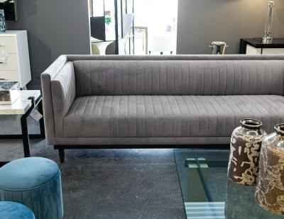  Carrocel Interiors Custom Modern Channeled Sofa in Grey