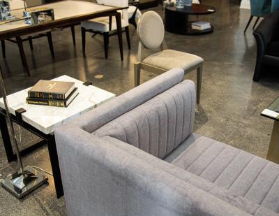  Carrocel Interiors Custom Modern Channeled Sofa in Grey