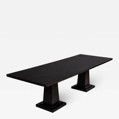  Carrocel Interiors Custom Modern Charcoal Dining Table with Diamond Pattern Inlay
