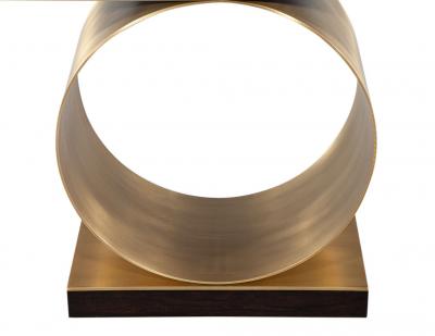  Carrocel Interiors Custom Modern Console Table with Round Brass Pedestal