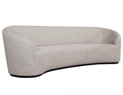  Carrocel Interiors Custom Modern Curved Sofa in Grey Textured Linen
