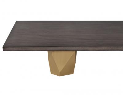  Carrocel Interiors Custom Modern Grey Dining Table with Metal Geometric Pedestals