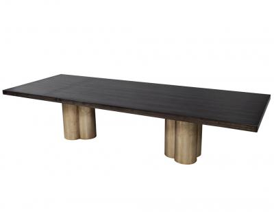  Carrocel Interiors Custom Modern Grey Dining Table with Metal Tulip Pedestals
