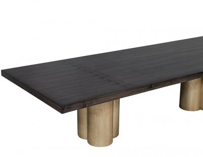  Carrocel Interiors Custom Modern Grey Dining Table with Metal Tulip Pedestals