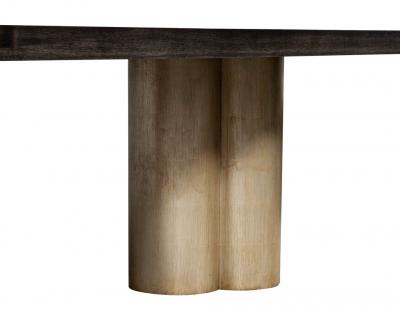 Carrocel Interiors Custom Modern Grey Dining Table with Metal Tulip Pedestals