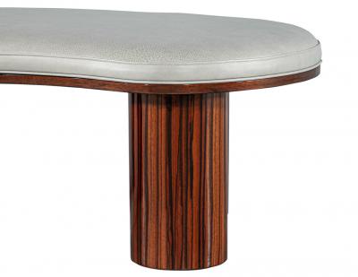  Carrocel Interiors Custom Modern Kidney Shape Bench in Macassar Wood and Leather by Carrocel