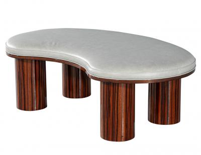  Carrocel Interiors Custom Modern Kidney Shape Bench in Macassar Wood and Leather by Carrocel