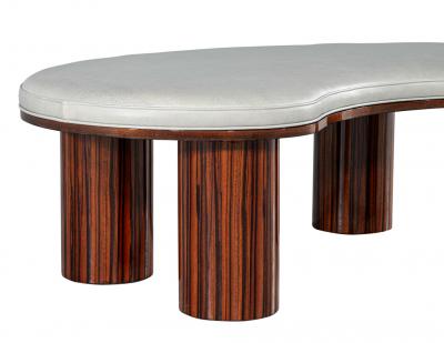 Carrocel Interiors Custom Modern Kidney Shape Bench in Macassar Wood and Leather by Carrocel