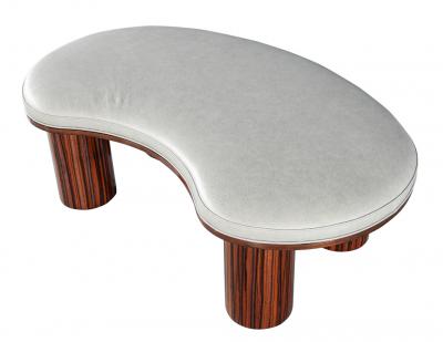  Carrocel Interiors Custom Modern Kidney Shape Bench in Macassar Wood and Leather by Carrocel