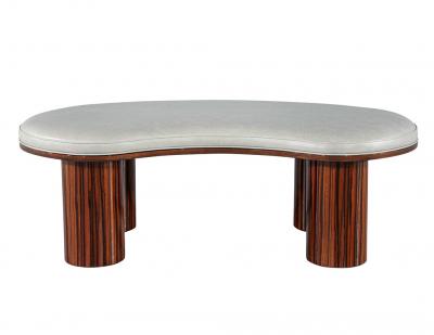  Carrocel Interiors Custom Modern Kidney Shape Bench in Macassar Wood and Leather by Carrocel