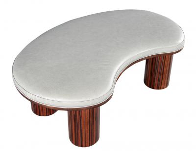  Carrocel Interiors Custom Modern Kidney Shape Bench in Macassar Wood and Leather by Carrocel