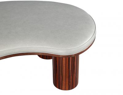  Carrocel Interiors Custom Modern Kidney Shape Bench in Macassar Wood and Leather by Carrocel