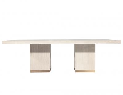  Carrocel Interiors Custom Modern Oak Dining Table in Bleached Finish and Brass Accents