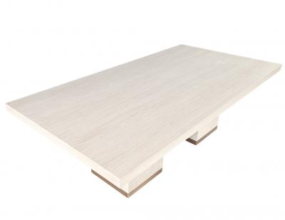  Carrocel Interiors Custom Modern Oak Dining Table in Bleached Finish and Brass Accents